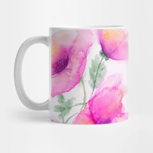 Pink poppies watercolor painting Mug